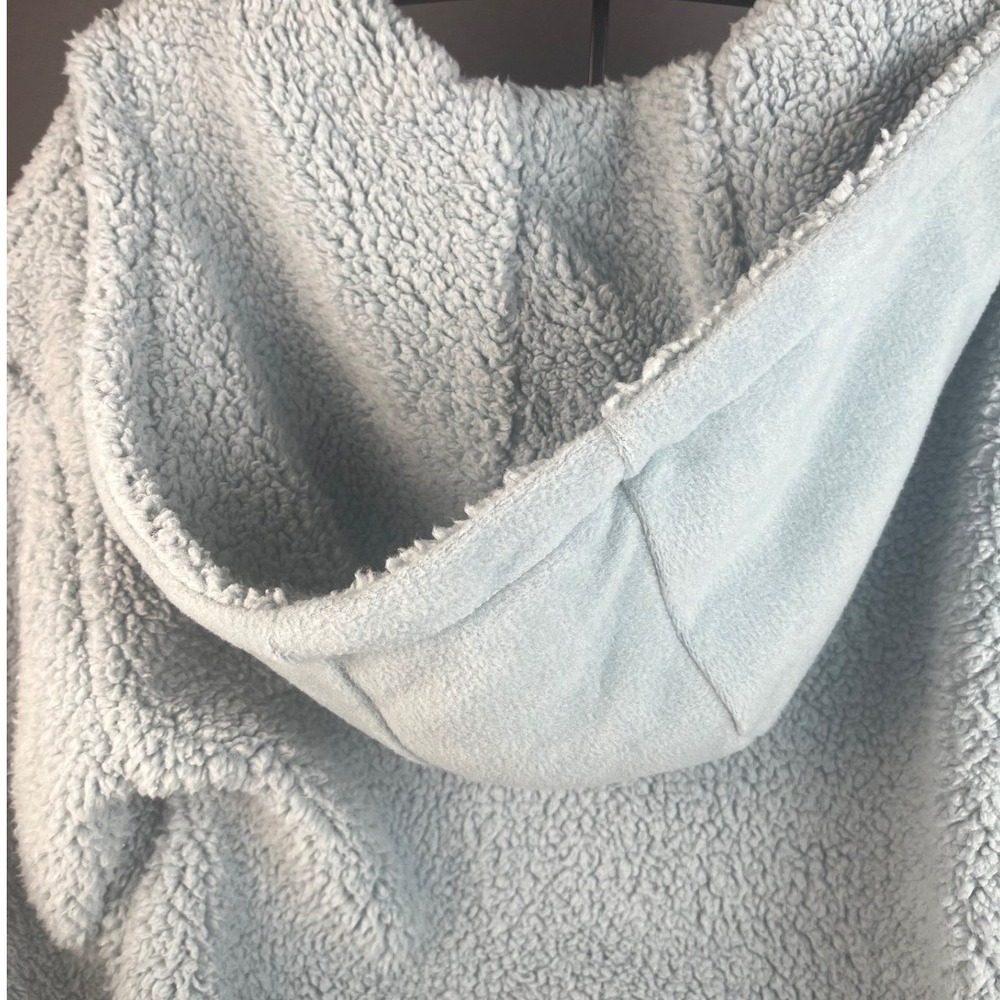 Hippie Rose Cozy Blue Sherpa Half-Zip Hoodie | Soft Plush Warm Winter Essential - Picture 6 of 9